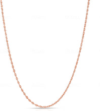 Load image into Gallery viewer, 14k Rose Gold 1.6mm Solid Rope Chain Diamond Cut Necklace