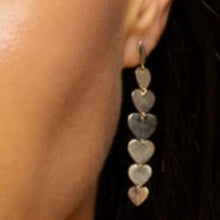 Load image into Gallery viewer, 14k Yellow Gold 49.3mm x 9mm Hearts Dangle Stud Earrings