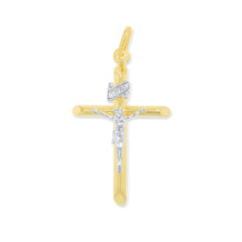 Load image into Gallery viewer, 10k Yellow Gold and White Gold Jesus Christ Cross INRI Crucifix Pendant