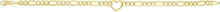 Load image into Gallery viewer, 14k Yellow Gold 4.5mm Lite Polished Heart Figaro Charm Bracelet, 7 Inch