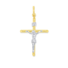 Load image into Gallery viewer, 10k Yellow Gold and White Gold Jesus Christ Cross INRI Crucifix Pendant