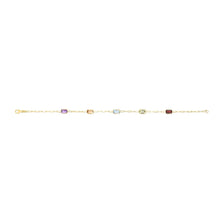 Load image into Gallery viewer, 14k Yellow Gold 1.5mm Paperclip Gemstone Chain Bracelet