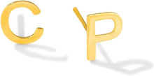 Load image into Gallery viewer, 14k Yellow Gold 6.5mm High Polish Initial-H Stud Earrings