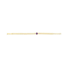 Load image into Gallery viewer, 14k Yellow Gold 3.6mm Curb Cuban Gemstone Chain Bracelet