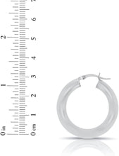 Load image into Gallery viewer, 10k White Gold 25mm x 5mm High Polish Round Tube Hoop Earrings