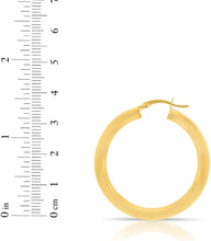 Load image into Gallery viewer, 10k Yellow Gold 25mm x 4mm High Polish Round Tube Hoop Earrings
