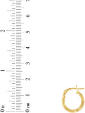 Load image into Gallery viewer, 10k Yellow Gold 2mm High Polish and Satin Finish Round Tube Hoop Earrings
