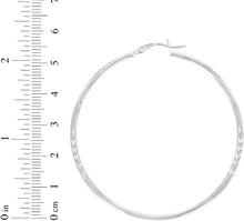 Load image into Gallery viewer, 10k White Gold 2mm High Polish and Satin Finish Round Tube Hoop Earrings