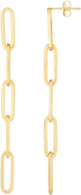 Load image into Gallery viewer, 14k Yellow Gold 76mm Paperclip Chain Dangle Earrings