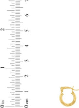 Load image into Gallery viewer, 10k Yellow Gold 2mm High Polish and Satin Finish Round Tube Hoop Earrings