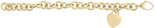 Load image into Gallery viewer, 14k Yellow Gold Rolo with Heart Tag Charm Link Bracelet 7.5 Inch