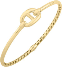 Load image into Gallery viewer, 14k Yellow Gold Solid Shiny High Polish Puff Mariner Link Bangle Bracelet 7 Inch