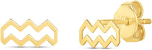 Load image into Gallery viewer, 14k Yellow Gold 5mm High Polish Zodiac Horoscope Aquarius Stud Earrings