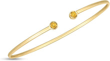 Load image into Gallery viewer, 14k Yellow Gold 2mm Open Cuff Gemstone Bangle Bracelet