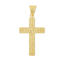 Load image into Gallery viewer, 10k Yellow Gold Nugget Cross Pendant
