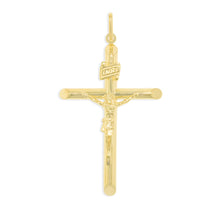 Load image into Gallery viewer, 10k Yellow Gold and White Gold Jesus Christ Cross INRI Crucifix Pendant