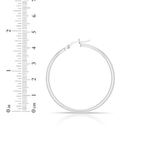 Load image into Gallery viewer, 14k White Gold 2mm x 15mm High Polish Round Tube Hoop Earrings