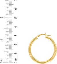 Load image into Gallery viewer, 10k Yellow Gold 3mm High Polish and Satin Finish Round Tube Hoop Earrings