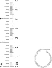 Load image into Gallery viewer, 10k White Gold 2mm High Polish and Satin Finish Round Tube Hoop Earrings