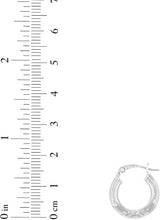 Load image into Gallery viewer, 10k White Gold 3mm High Polish and Satin Finish Round Tube Hoop Earrings