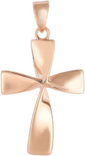 Load image into Gallery viewer, 14k Rose Gold 1.1" Twist Cross Charm Pendant with optional Adjustable Chain Necklace