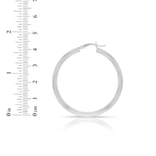Load image into Gallery viewer, 14k White Gold 3mm x 15mm High Polish Round Tube Hoop Earrings