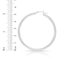 Load image into Gallery viewer, 14k White Gold 3mm x 15mm High Polish Round Tube Hoop Earrings