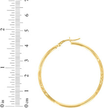 Load image into Gallery viewer, 10k Yellow Gold 2mm High Polish and Satin Finish Round Tube Hoop Earrings