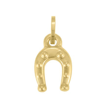 Load image into Gallery viewer, 14k Yellow Gold 28mm Polished Puffy Horseshoe with Optional Chain Pendant Charm