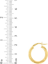 Load image into Gallery viewer, 10k Yellow Gold 3mm High Polish and Satin Finish Round Tube Hoop Earrings