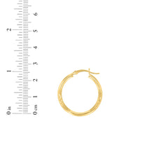 Load image into Gallery viewer, 10k Yellow Gold 2.5mm High Polish and Satin Finish Round Tube Hoop Earrings