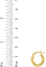 Load image into Gallery viewer, 10k Yellow Gold 3mm High Polish and Satin Finish Round Tube Hoop Earrings