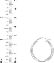 Load image into Gallery viewer, 10k White Gold 3mm High Polish and Satin Finish Round Tube Hoop Earrings