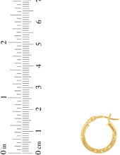 Load image into Gallery viewer, 10k Yellow Gold 2mm High Polish and Satin Finish Round Tube Hoop Earrings
