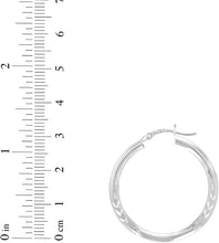 Load image into Gallery viewer, 10k White Gold 3mm High Polish and Satin Finish Round Tube Hoop Earrings