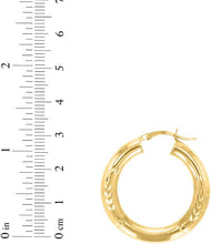 Load image into Gallery viewer, 10k Yellow Gold 5mm High Polish and Satin Finish Round Tube Hoop Earrings