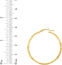 Load image into Gallery viewer, 10k Yellow Gold 2mm High Polish and Satin Finish Round Tube Hoop Earrings