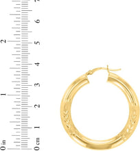 Load image into Gallery viewer, 10k Yellow Gold 5mm High Polish and Satin Finish Round Tube Hoop Earrings
