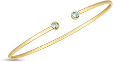 Load image into Gallery viewer, 14k Yellow Gold 2mm Open Cuff Gemstone Bangle Bracelet