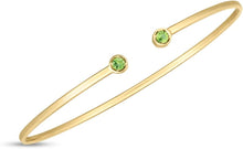 Load image into Gallery viewer, 14k Yellow Gold 2mm Open Cuff Gemstone Bangle Bracelet