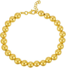 Load image into Gallery viewer, 14k Yellow Gold 7mm Shiny High Polish Bead Chain Bracelet 7.25" - 8.25 Inch