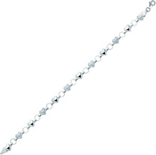 Load image into Gallery viewer, 14k White Gold 5mm Alternating Polished & Satin Heart Mirror Link Bracelet, 7 Inch