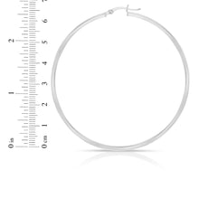 Load image into Gallery viewer, 14k White Gold 2mm x 15mm High Polish Round Tube Hoop Earrings