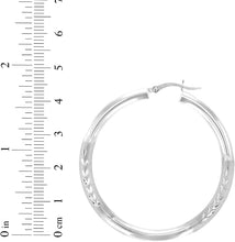 Load image into Gallery viewer, 10k White Gold 4mm High Polish and Satin Finish Round Tube Hoop Earrings