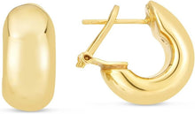 Load image into Gallery viewer, 14k Yellow Gold 16.5mm Polished C-Hoop with Omega Clasp Earrings
