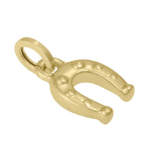 Load image into Gallery viewer, 14k Yellow Gold 28mm Polished Puffy Horseshoe with Optional Chain Pendant Charm