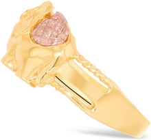 Load image into Gallery viewer, 10k Yellow Gold 9mm Elephant Enamel Simulated Ruby Two-Tone Ring, Size 4 - 9