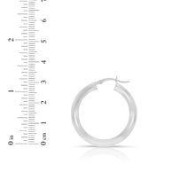 Load image into Gallery viewer, 14k White Gold 4mm x 25mm High Polish Round Tube Hoop Earrings