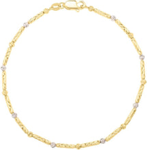Load image into Gallery viewer, 14k Two-Tone Gold 1.7mm Faceted Bar and Bead Link Bracelet, 7.25 Inch
