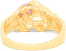 Load image into Gallery viewer, 10k Yellow Gold 9mm Elephant Enamel Simulated Ruby Two-Tone Ring, Size 4 - 9